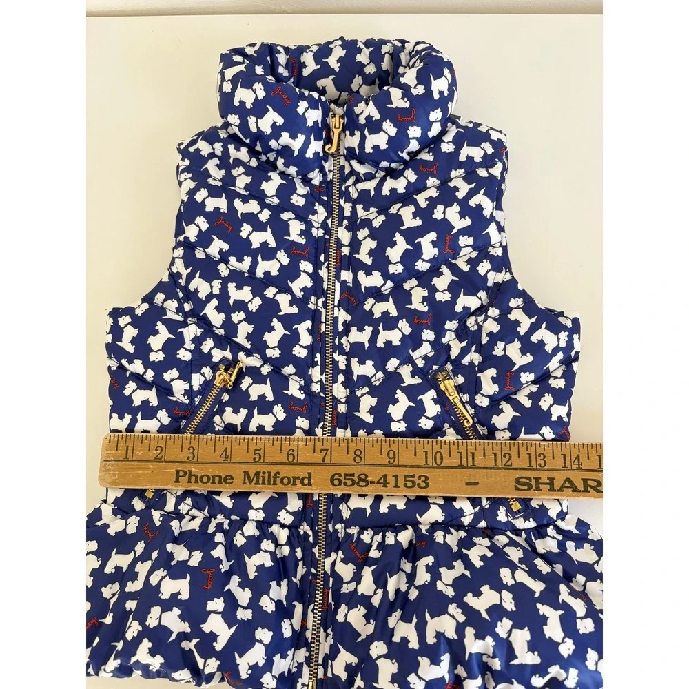 Juicy Couture Girls Puffer Vest Large Blue Scottie Dog Peplum Down Y2K Preppy